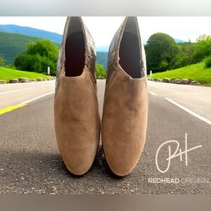 Munro Marteen Flat Taupe Suede
Short Booties Loafers Croc
Embossed Size 10 M NWT